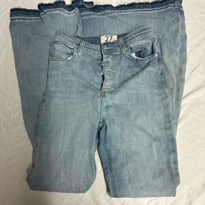 Free People Light Blue Flare Jeans with Button-Fly